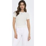 Only - ONLDANIELLA S/S RIB TOP CS JRS - T-shirt - Cloud Dancer - Korte Mouwen