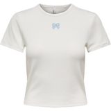 Only - ONLDANIELLA S/S RIB TOP CS JRS - T-shirt - Cloud Dancer - Korte Mouwen