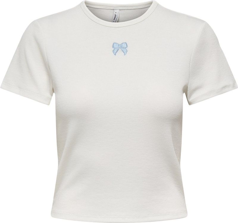 Only - ONLDANIELLA S/S RIB TOP CS JRS - T-shirt - Cloud Dancer - Korte Mouwen