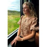 Pieces - Pcgretchen Ss O-neck Top Wvn D2d Pp - T-shirt - Tawny Brown