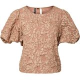 Pieces - Pcgretchen Ss O-neck Top Wvn D2d Pp - T-shirt - Tawny Brown