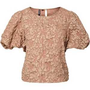 Pieces - Pcgretchen Ss O-neck Top Wvn D2d Pp - T-shirt - Tawny Brown