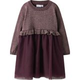 Jurk - Glitter - Gebreid - Lange Mouwen - O-hals - Regular Fit