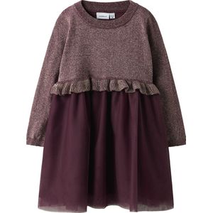 Jurk - Glitter - Gebreid - Lange Mouwen - O-hals - Regular Fit