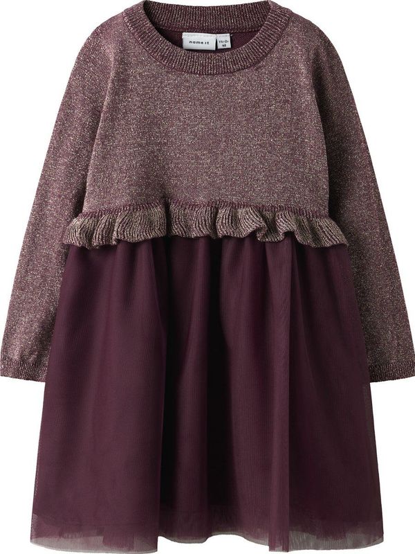 Jurk - Glitter - Gebreid - Lange Mouwen - O-hals - Regular Fit