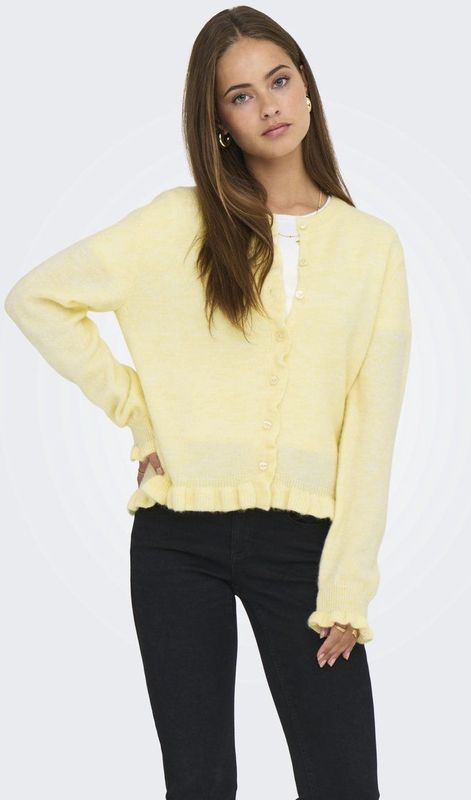 JDY - Vest - Zwart - Katoen - Lange Mouwen - O-hals - Knoopsluiting