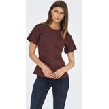 Top - Zwart - Katoen - Korte Mouwen, Volumineuze Mouwen, Regular Fit