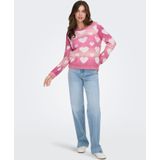 ONLY - ONLAIDA - Gebreide Trui - Rosa / Wit