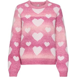 ONLY - ONLAIDA - Gebreide Trui - Rosa / Wit