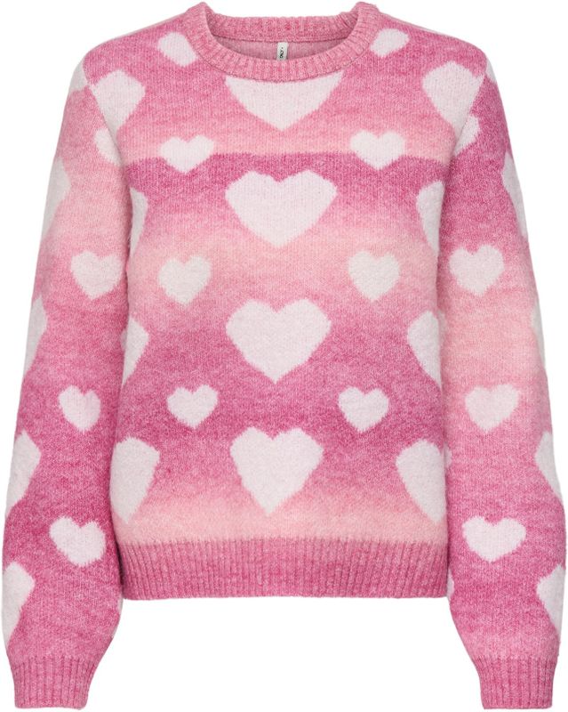 ONLY - ONLAIDA - Gebreide Trui - Rosa / Wit