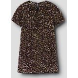 Pailletten Jurk - Fluweel - Knielengte - Korte Mouwen - O-hals