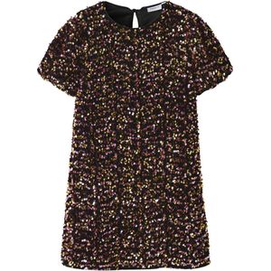 Pailletten Jurk - Fluweel - Knielengte - Korte Mouwen - O-hals