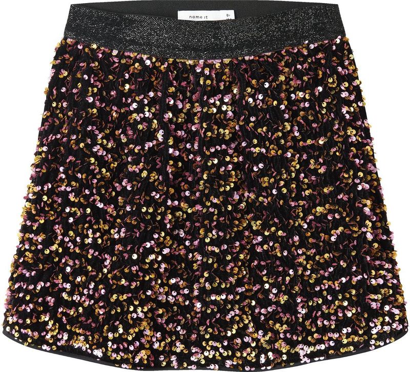 Paillet Rok - Knielengte - Geweven Stof - Elastische Taille - Pailletten