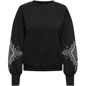 ONLY - ONLCally - Sweatshirt - Zwart/Wit - Losse Pasvorm