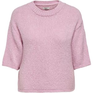 Dames losse gebreide truien casual effen ronde hals lange mouw trui mode kant split lantaarn mouwen gebreide dames winter herfst zachte dikke tops, A # 3 - donkerblauw, M