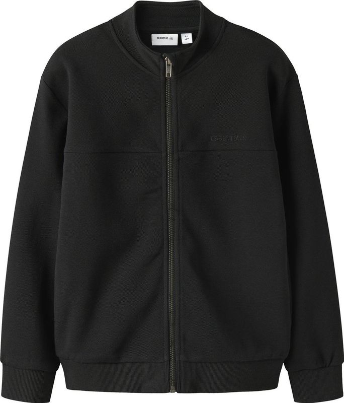 Cardigan - Regular Fit - Zwart - Lange Mouwen - Hoge Hals - Interlock Stof