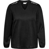 Carfancy - Blouse - V-Hals - Lange Mouwen - Kanten Detail - Regular Fit