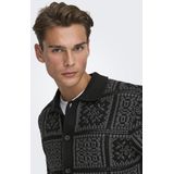 Onsbark - Gebreid Vest - Relaxed Fit - Lange Mouwen - Split Hals