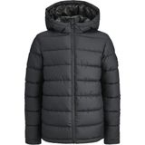 Jack & Jones - JCOPOINT PU PUFFER JACKET BF JNR - Gewatteerde Jas - Zwart - Met Capuchon