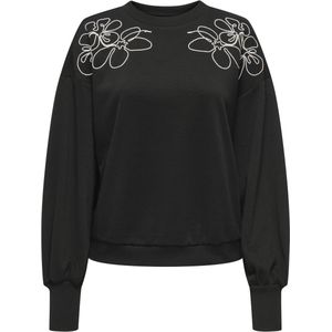 Only - Onlbrooke O-neck Detail Swt - Sweater - Zwart/Ecru - Dames