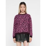ONLY - Pullovers - Donkerrood - Panterprint