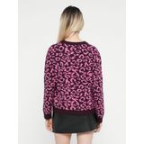 ONLY - Pullovers - Donkerrood - Panterprint