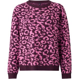 ONLY - Pullovers - Donkerrood - Panterprint
