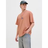 JACK & JONES - Shirt - Blauw - Koraal - Ronde Hals - Kwartmouw