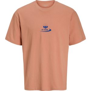 JACK & JONES - Shirt - Blauw - Koraal - Ronde Hals - Kwartmouw