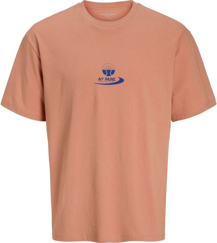 JACK & JONES - Shirt - Blauw - Koraal - Ronde Hals - Kwartmouw