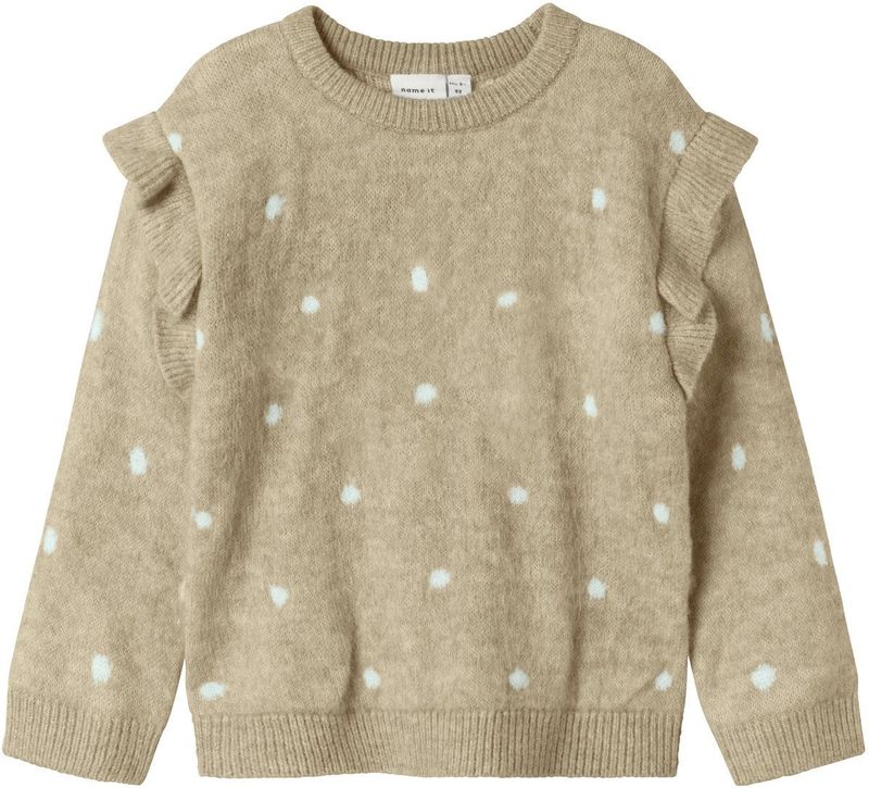 NAME IT MINI - Trui - Zacht - Lange Mouwen - Ronde Hals - Ruches op de Schouders
