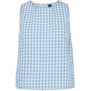 Blouse - Geruit - Katoen - Mouwloos - Normale Pasvorm