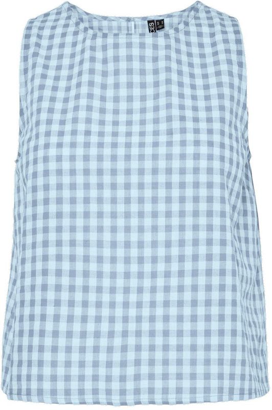 Blouse - Geruit - Katoen - Mouwloos - Normale Pasvorm