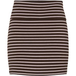 PIECES - PCMONIQUE - Minirok - Chocoladebruin/Wit - Slanke Pasvorm