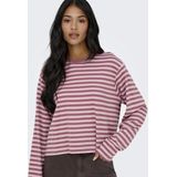 Only Dames longsleeve roze (Maat: M) - Streep - Halslijn: Ronde hals,