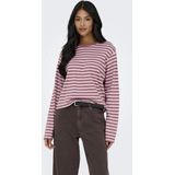 Only Dames longsleeve roze (Maat: M) - Streep - Halslijn: Ronde hals,