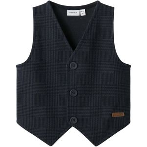 NAME IT MINI gilet met ruitdessin donkerblauw