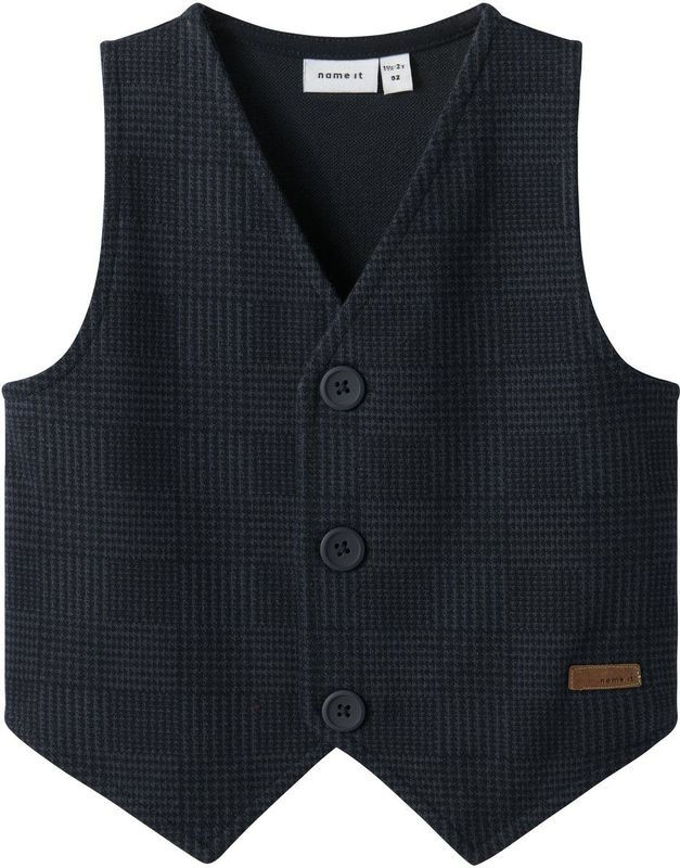 NAME IT MINI gilet met ruitdessin donkerblauw