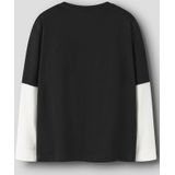 NAME IT - NKMROBIN - Shirt - Zwart / Wit - Lange Mouw