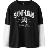 NAME IT - NKMROBIN - Shirt - Zwart / Wit - Lange Mouw