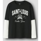 NAME IT - NKMROBIN - Shirt - Zwart / Wit - Lange Mouw