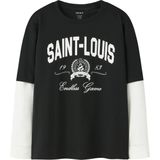 NAME IT - NKMROBIN - Shirt - Zwart / Wit - Lange Mouw