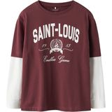 NAME IT - NKMROBIN - Shirt - Wijnrood/Wit - Lange Mouwen