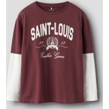 NAME IT - NKMROBIN - Shirt - Wijnrood/Wit - Lange Mouwen