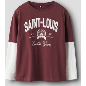 NAME IT - NKMROBIN - Shirt - Wijnrood/Wit - Lange Mouwen