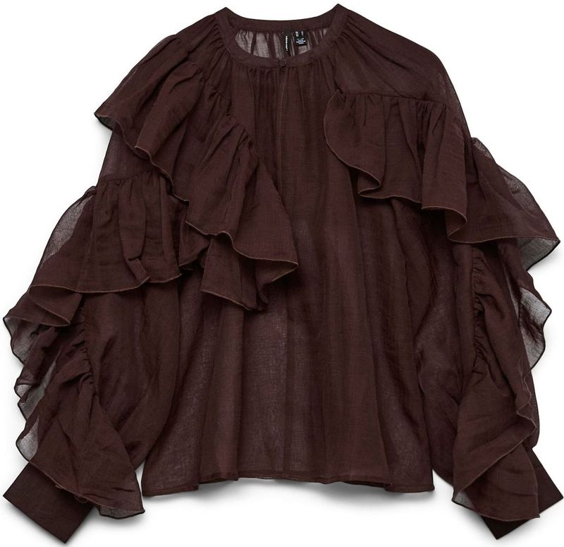 Vmsabrina - Blouse - Lange Mouwen - Ruches - Regular Fit