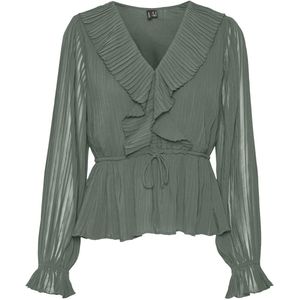 Vmdora - Top - V-Hals - Lange Mouwen - Regular Fit - Ruches