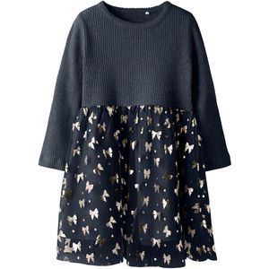 NAME IT - NMFROSALLY - Jurk - Navy - Goud - Korte Mouwen