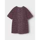 Jurk - Panterprint - Loose Fit - Halflange Mouwen - Ronde Hals - Knoopsluiting