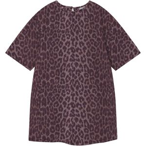 Jurk - Panterprint - Loose Fit - Halflange Mouwen - Ronde Hals - Knoopsluiting